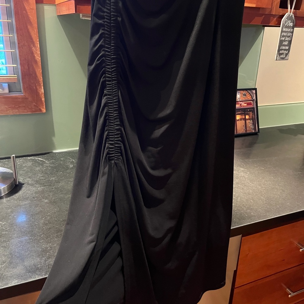 Veronica M Black Gathered Midi Skirt